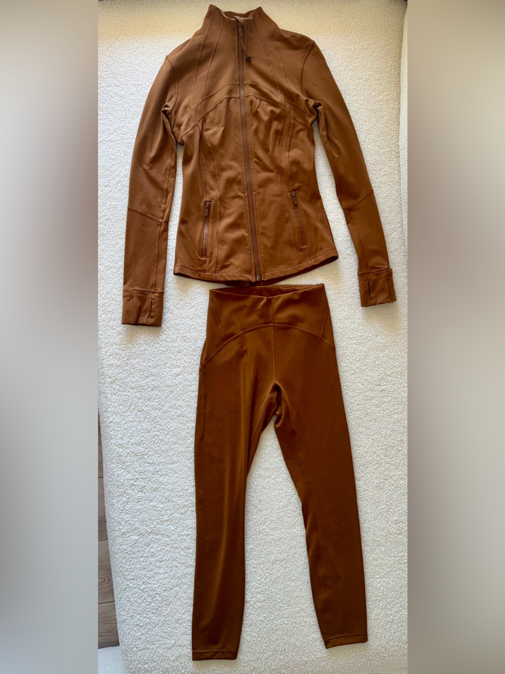 Lululemon Brown Define Jacket & High-Rise Leggings Matching Set Size 4